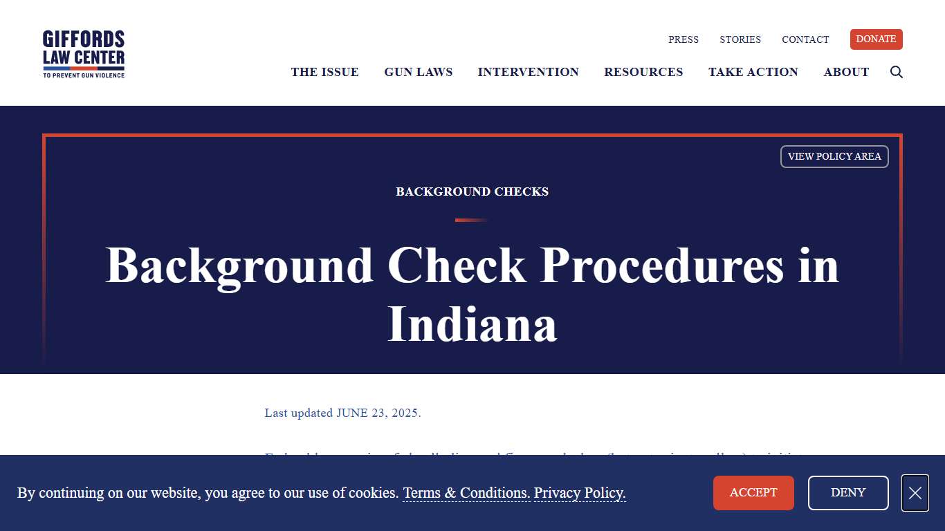 Background Check Procedure Laws in Indiana | Giffords